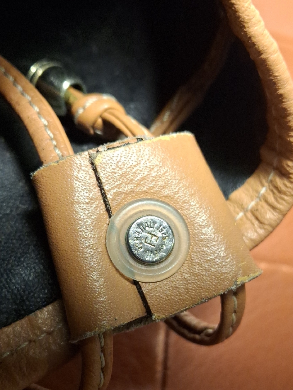 Fendi Leather-Trim Monogram Bucket Shoulder Bag in Tan and Black - Picture 9 of 12